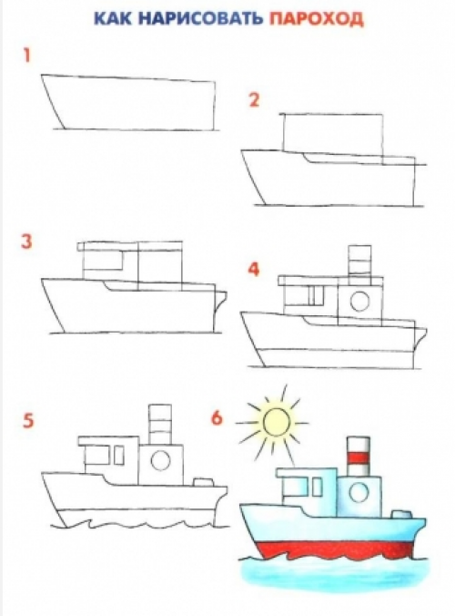 Учимся рисовать Пароход.